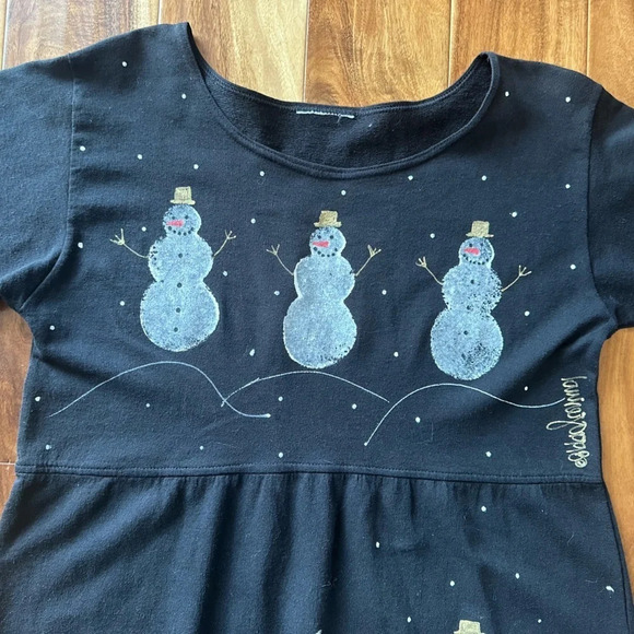 Snowman Maxi Painted Long Sleeve Sweatshirt Dress size Large - Picture 2 of 3